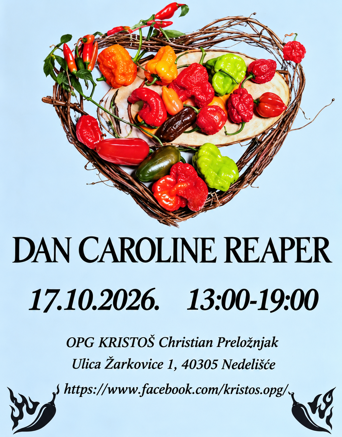 Najava događanja „Dan Carolina Reaper” na gospodarstvu Kristoš